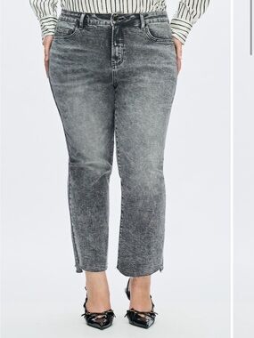 Bayeas High-Rise Grey Washed Straight-Leg Women’s Jeans